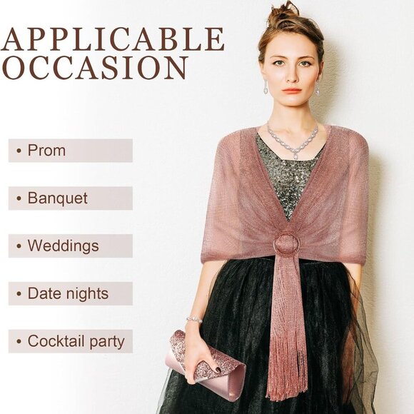 Rhinestone Jewelry Set with Shawl Clutch Purse for Women Evening Weddings - Picture 3 of 7